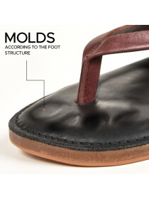 Women's Brown/Black Genuine Leather Flat Slide