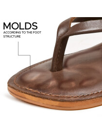 Women's Brown Genuine Leather Flat Slide