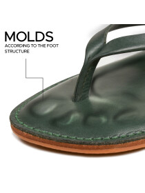 Women's Green Genuine Leather Flat Slide