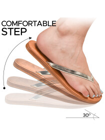 Women's Gleaming Leather Flat Slide