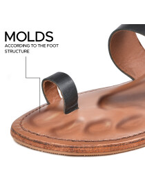 Women’s Split Toe Natural Leather Slide | Black