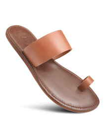 Women’s Brown Split Toe Natural Leather Slide