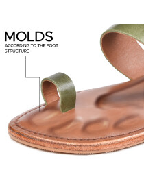 Women’s Green Split Toe Natural Leather Slide