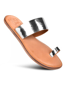 Women’s Silver Split Toe Natural Leather Slide