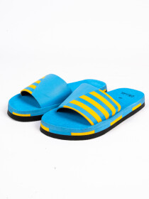Men Blue & Yellow line Style Slippers