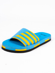 Men Blue & Yellow line Style Slippers