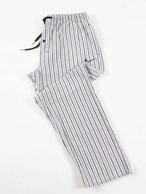 White & Multi lining Cotton Relaxed Pajama