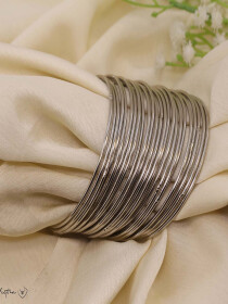 Gleaming Steel Bangles - Silver