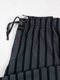 Men's Stretch Charcoal Relaxed Fit Striped Cotton Pajama