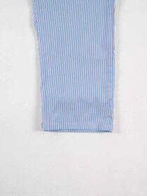 Men's Stretch Sky Blue Relaxed Fit Striped Cotton Pajama