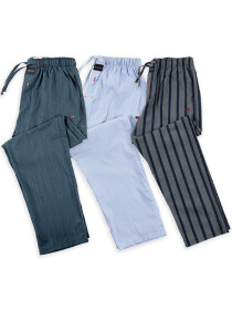Men's Relaxed Fit Striped Cotton Pajamas - Pack Of 3