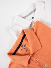 Men's Iconic White and Orange Polo Shirts - Pack of 2