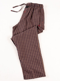 Men's Brown/Blue Relaxed Fit Plaid Cotton Pajama