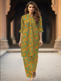 Women Green Traditional Unstitched Lawn Suit