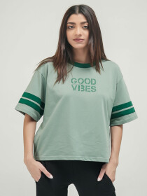 Women's Lime Green Cropped Graphic Tee