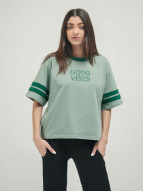 Women's Lime Green Cropped Graphic Tee