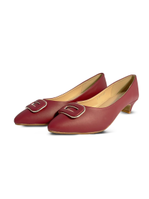 Women Maroon  Buckle Embellished Court Shoes