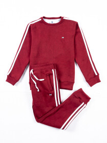Little Boys Burgundy Striped Sweatsuit