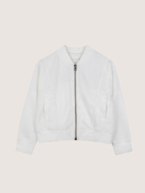 Little Girls' White Tech Spacer Cropped Jacket