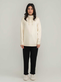 Women's Cream White Luxe Stretch Pullover
