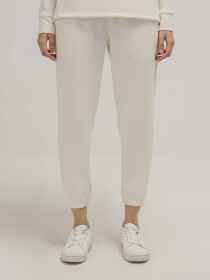Women's Cream White Luxe Stretch Cropped Joggers