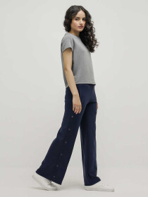 Women's Navy Luxe Stretch Flare Pants