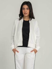 Women's White Tech Spacer Cropped Jacket