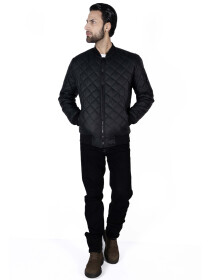 Men’s Black Bomber Style Quilted Puffer Jacket