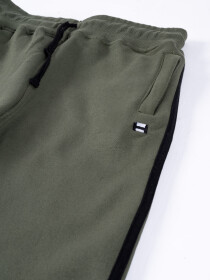 Little Boys Olive Striped SweatSuit