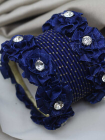 Women Floral Royal Blue Metallic Bangles Set