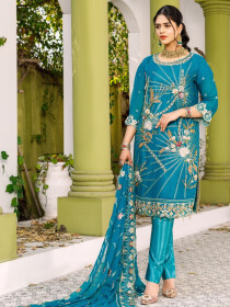 Women Green Style Stories 3 Pc Unstitched Suit