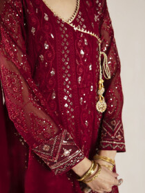 Women Maroon  Party Wear/Wedding Stitched Angrakha