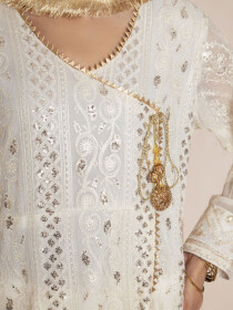 Women Off White Party Wear/Wedding Stitched Angrakha