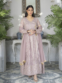 Women Lilac Party Wear/Wedding Stitched Angrakha