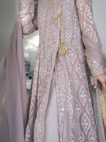 Women Lilac Party Wear/Wedding Stitched Angrakha