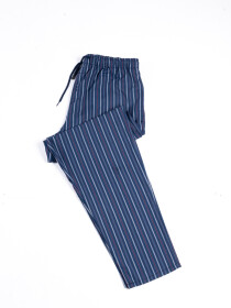 Blue & Maroon Lining Cotton Relaxed Pajama