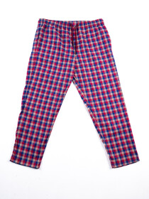 Red & Navy Blue Multi Plaid Cotton Relaxed Pajama