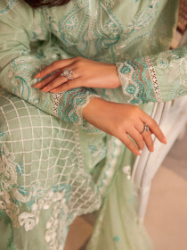 Women Mint Green 3 Piece Unstitched Embroidered Lawn Suit