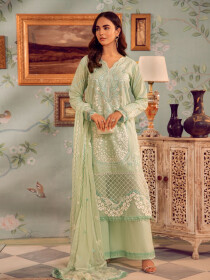 Women Mint Green 3 Piece Unstitched Embroidered Lawn Suit