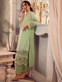 Women Green 3 Piece Unstitched Embroidered  Lawn Suit