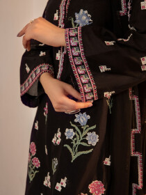 Women Black Unstitched 3pc Embroidered Lawn Suit