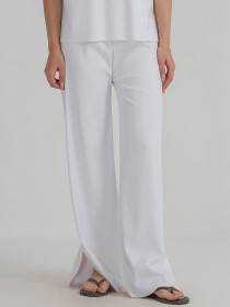 Women's White Ribbed Pants