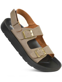 Men's Khaki Rafe Dual Adjustable Pin Buckle Strap Comfort Sandals