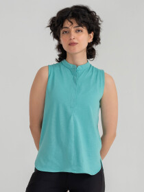 Women's Turquoise Sleeveless Shirt
