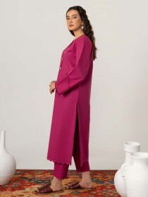 Women Magenta Pink 2 Piece Stitched Suit