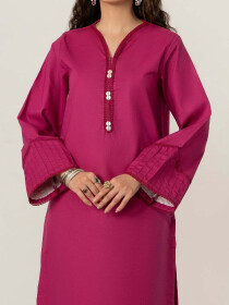 Women Magenta Pink 2 Piece Stitched Suit