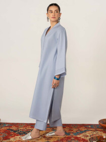 Women Ice Blue 2 Piece Stitched Suit