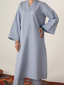 Women Ice Blue 2 Piece Stitched Suit