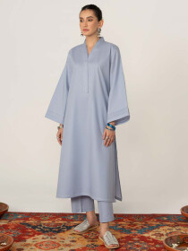 Women Ice Blue 2 Piece Stitched Suit