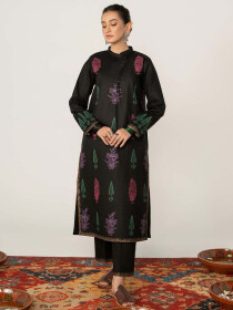 Women Black 2 Piece Stitched Suit